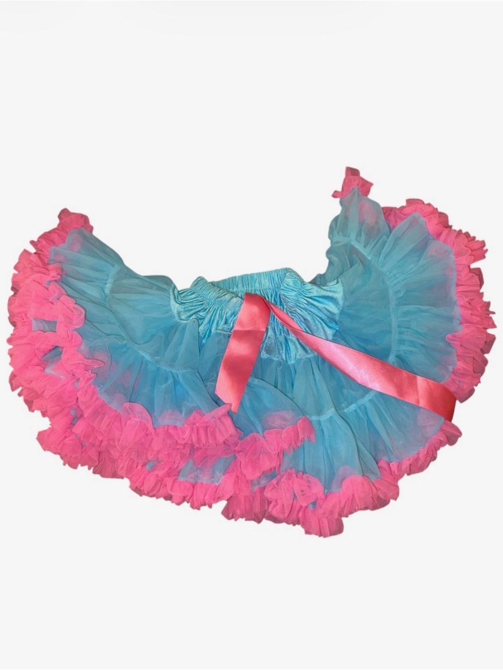 Olivia Rose Girls Blue & Pink Tulle Pettiskirt with Ribbon Waist